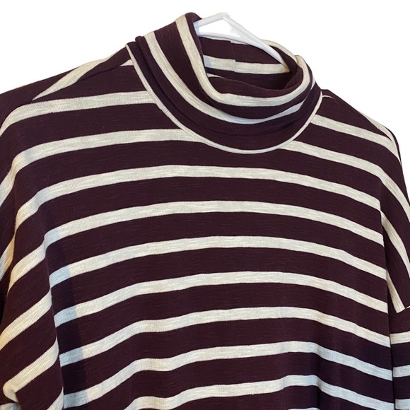 Aerie Long Sleeve Striped Turtleneck Shirt Top maroon womens xs - Picture 3 of 7